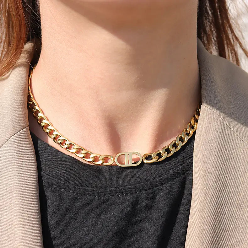 Hip Hop Metal Double D Chain Necklace