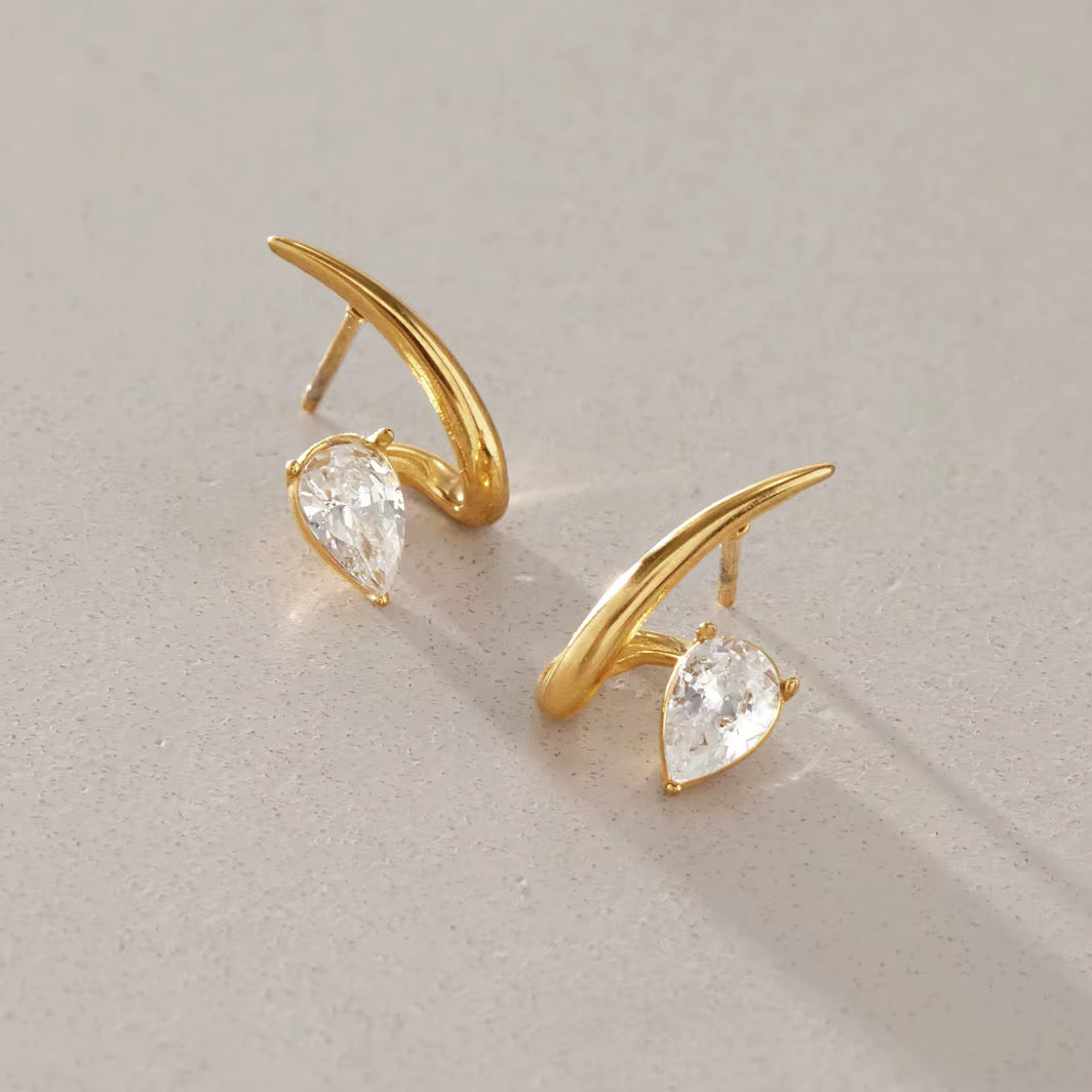 Teardrop crystal stud earrings