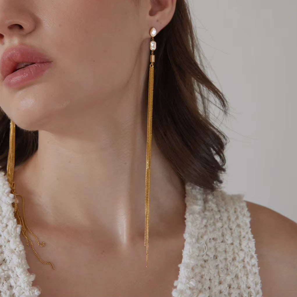 Golden Cascade Tassel Earrings