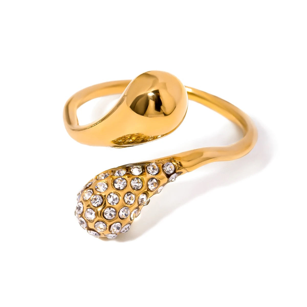 Gold Zircon Water drop Ring