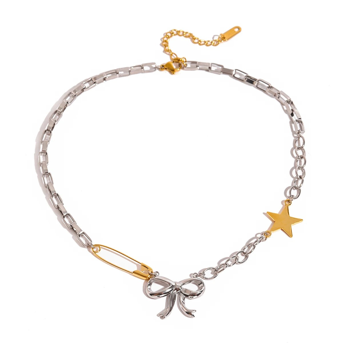 Gold Star Bow Necklace