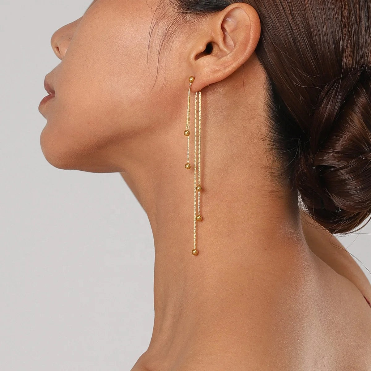 Gold Long Tassel Earrings