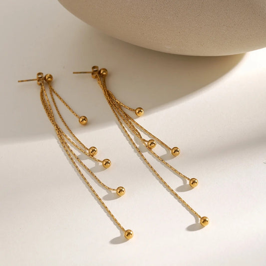 Gold Long Tassel Earrings