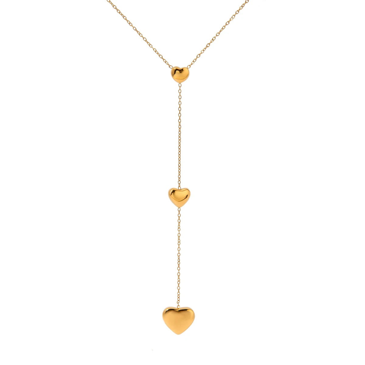 Gold Dainty Heart Y-Shaped Necklace