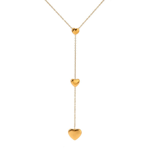 Gold Dainty Heart Y-Shaped Necklace