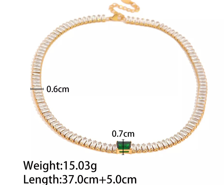 Cubic Zirconia Tennis Chain Necklace