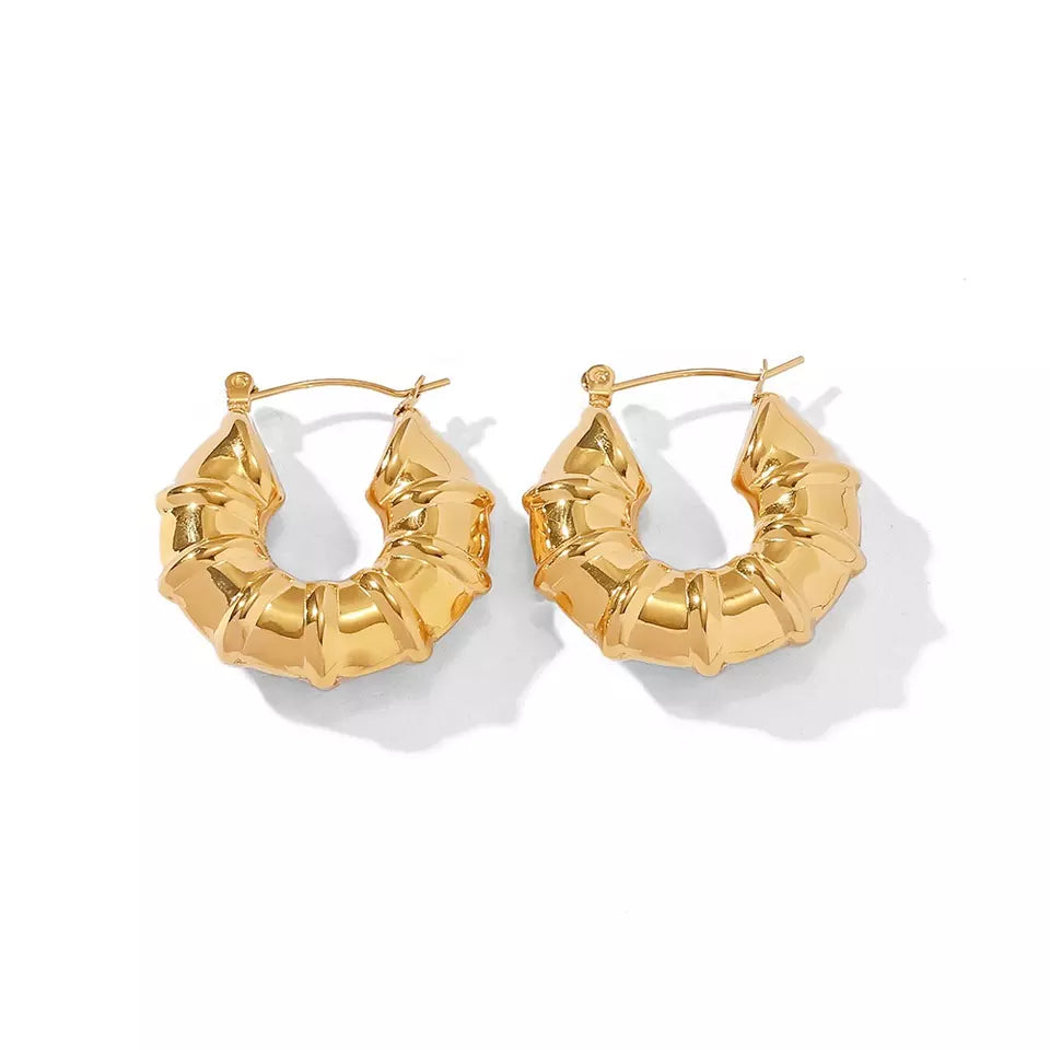 Twisted Circle Bamboo Hollow Hoop Earrings