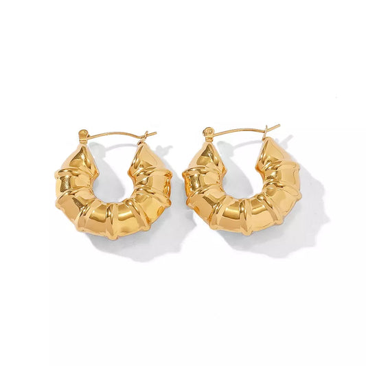 Twisted Circle Bamboo Hollow Hoop Earrings